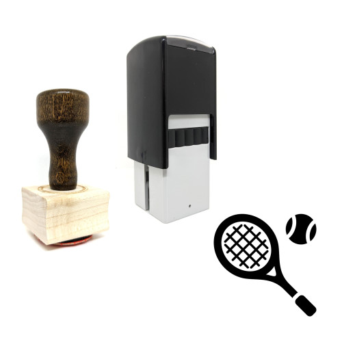 "Tennis" rubber stamp with 3 sample imprints of the image