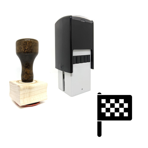 "Checkered Flag" rubber stamp with 3 sample imprints of the image