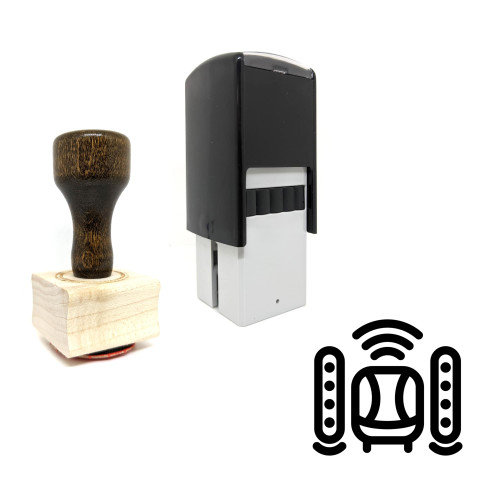 "Bluetooth Speaker" rubber stamp with 3 sample imprints of the image