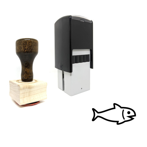 "Fish" rubber stamp with 3 sample imprints of the image