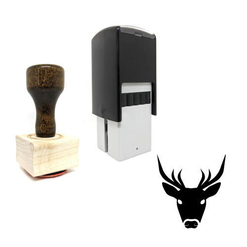 "Deer Face" rubber stamp with 3 sample imprints of the image