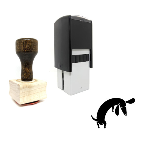 "Dog Turns Around" rubber stamp with 3 sample imprints of the image