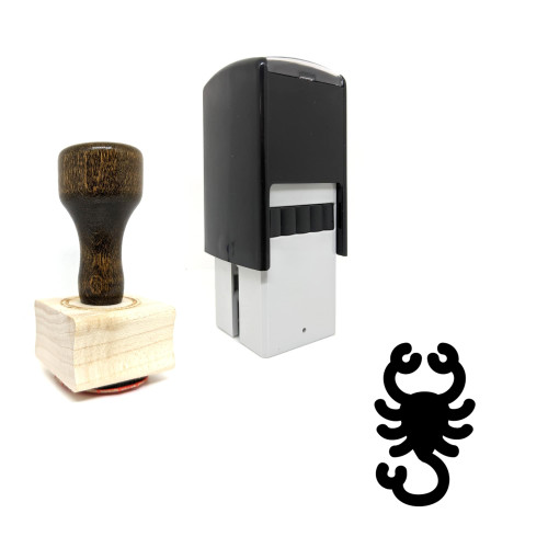 "Scorpion" rubber stamp with 3 sample imprints of the image