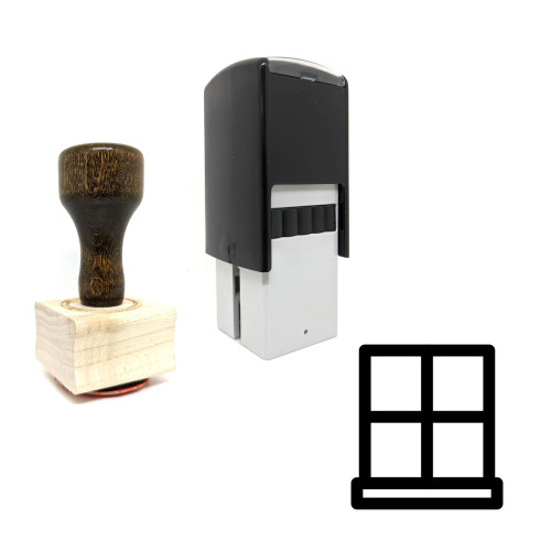 "Window" rubber stamp with 3 sample imprints of the image