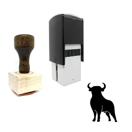 "Bull" rubber stamp with 3 sample imprints of the image