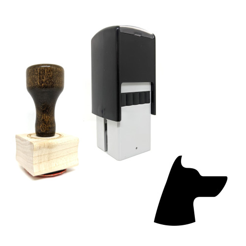 "Dog" rubber stamp with 3 sample imprints of the image