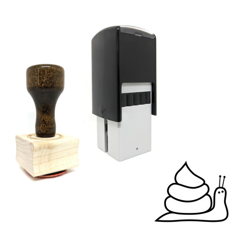 "Poop Snail" rubber stamp with 3 sample imprints of the image