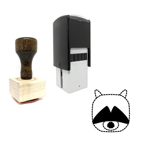 "Raccoon" rubber stamp with 3 sample imprints of the image