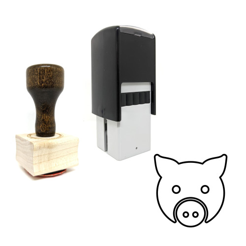 "Pig Face" rubber stamp with 3 sample imprints of the image