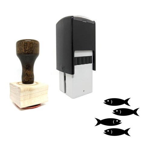 "Shoal" rubber stamp with 3 sample imprints of the image
