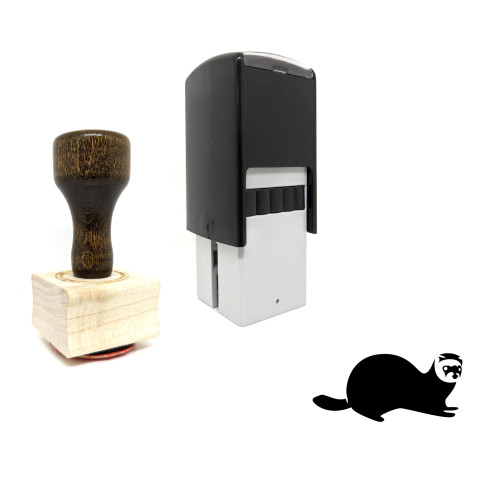 "Ferret" rubber stamp with 3 sample imprints of the image
