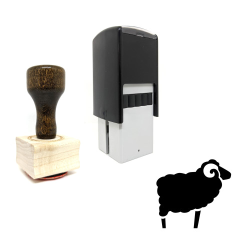 "Sheep" rubber stamp with 3 sample imprints of the image