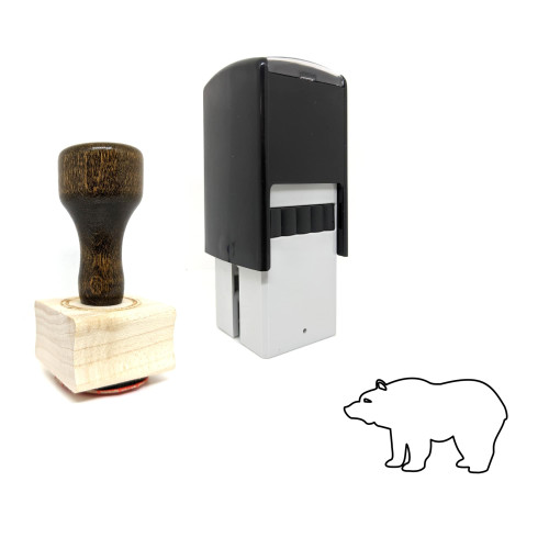 "Bear" rubber stamp with 3 sample imprints of the image