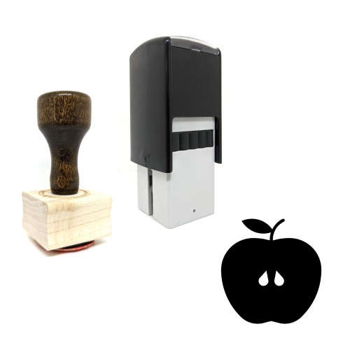 "Apple" rubber stamp with 3 sample imprints of the image