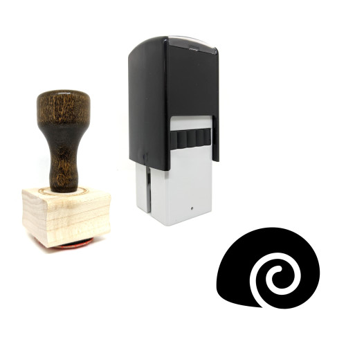 "Snail" rubber stamp with 3 sample imprints of the image