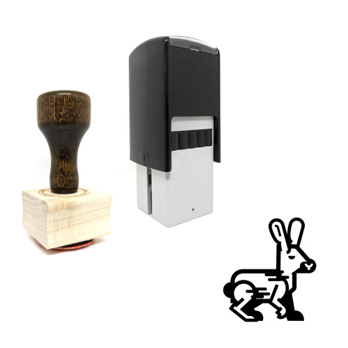 "Rabbit" rubber stamp with 3 sample imprints of the image