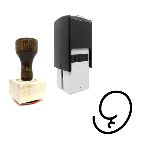 "Embryo" rubber stamp with 3 sample imprints of the image