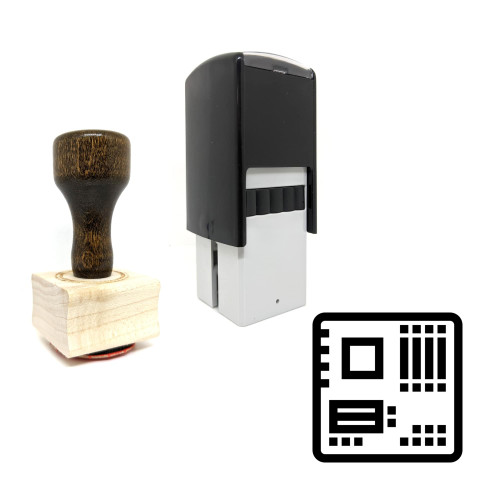 "Motherboard" rubber stamp with 3 sample imprints of the image