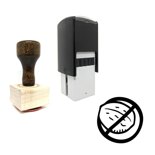 "No Walnuts" rubber stamp with 3 sample imprints of the image