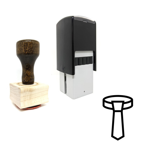 "Tie" rubber stamp with 3 sample imprints of the image