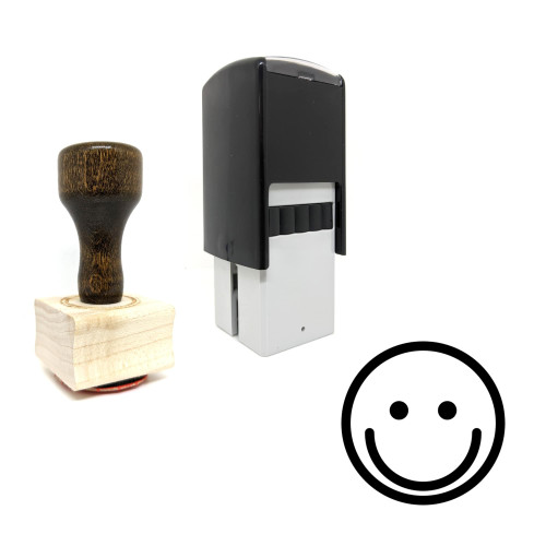 "Happy Emoticon" rubber stamp with 3 sample imprints of the image