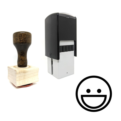 "Happy Emoticon" rubber stamp with 3 sample imprints of the image