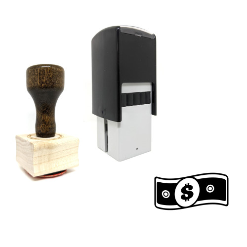 "Dollar" rubber stamp with 3 sample imprints of the image