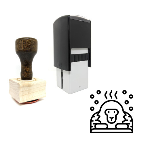 "Snow Monkey" rubber stamp with 3 sample imprints of the image