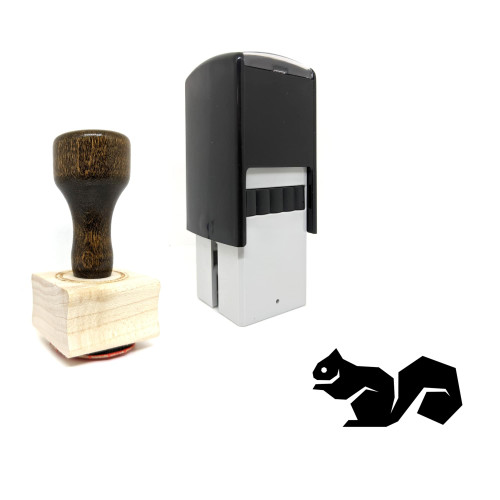 "Squirrel" rubber stamp with 3 sample imprints of the image