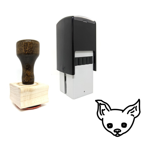 "Dog" rubber stamp with 3 sample imprints of the image