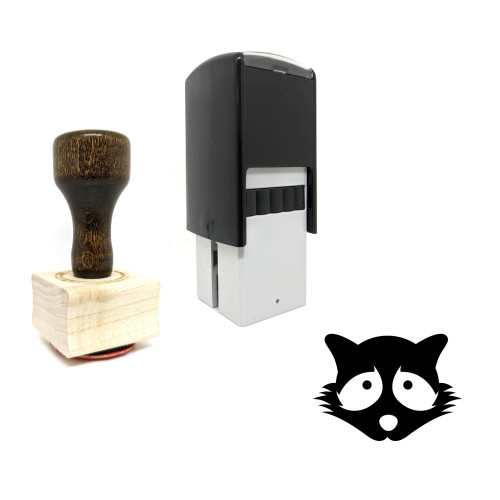 "Raccoon" rubber stamp with 3 sample imprints of the image