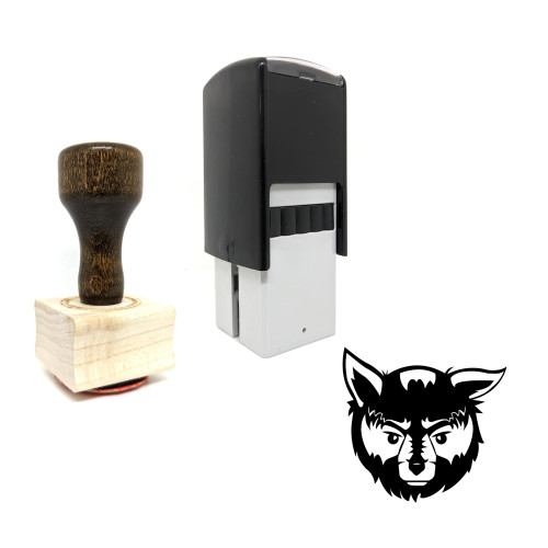 "Wolf" rubber stamp with 3 sample imprints of the image