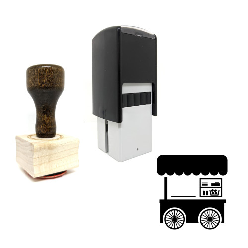 "Road Stall" rubber stamp with 3 sample imprints of the image