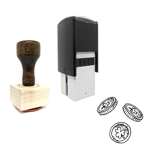 "Coins" rubber stamp with 3 sample imprints of the image
