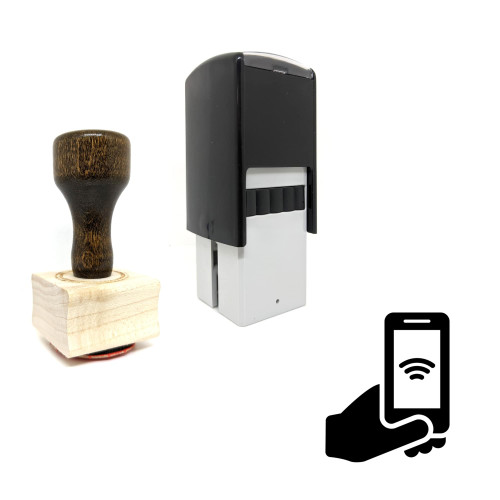 "Wifi" rubber stamp with 3 sample imprints of the image
