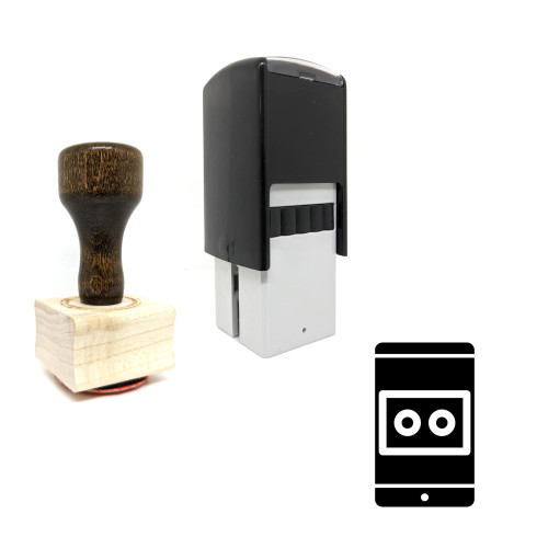 "Mobile Recording" rubber stamp with 3 sample imprints of the image