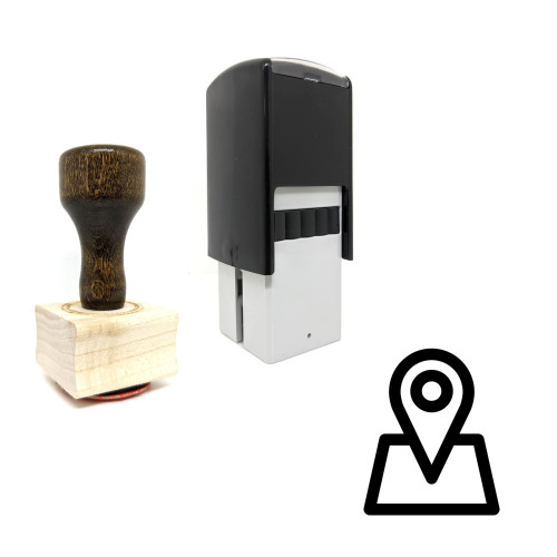 "Map Location" rubber stamp with 3 sample imprints of the image