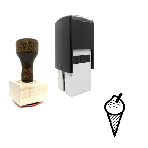 "Ice Cream" rubber stamp with 3 sample imprints of the image