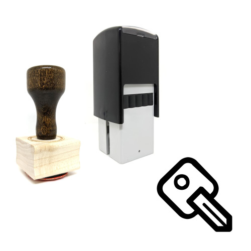 "Key" rubber stamp with 3 sample imprints of the image