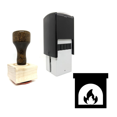 "Fireplace" rubber stamp with 3 sample imprints of the image
