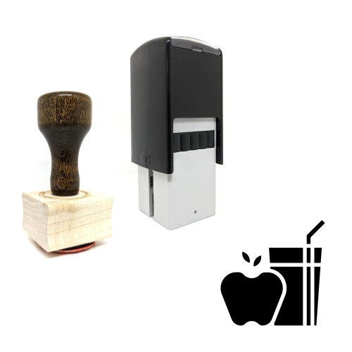 "Apple Juice" rubber stamp with 3 sample imprints of the image