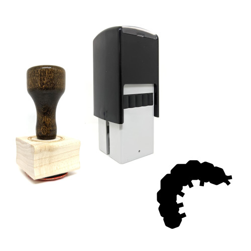 "Caterpillar" rubber stamp with 3 sample imprints of the image