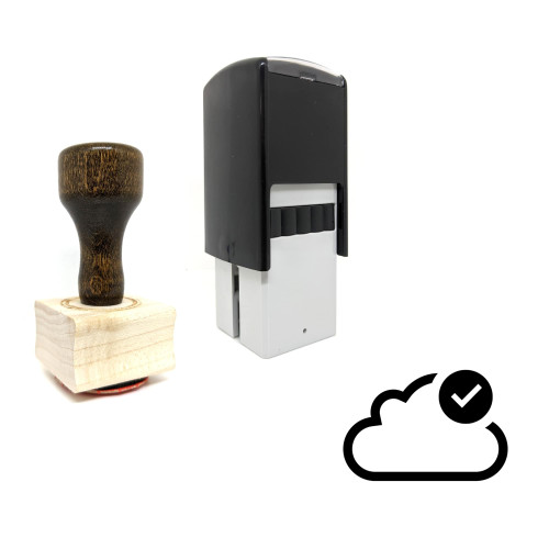 "Cloud Synced" rubber stamp with 3 sample imprints of the image