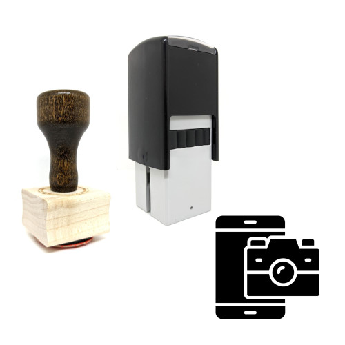 "Digital Camera" rubber stamp with 3 sample imprints of the image