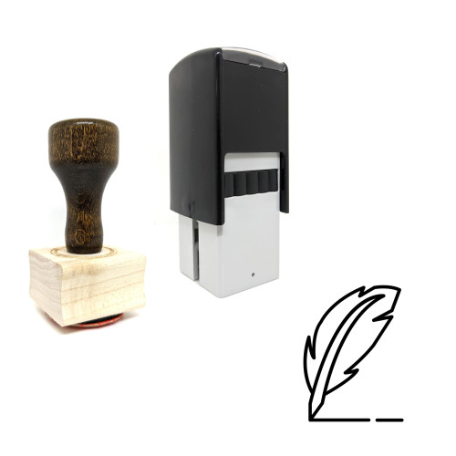 "Feather Pen" rubber stamp with 3 sample imprints of the image