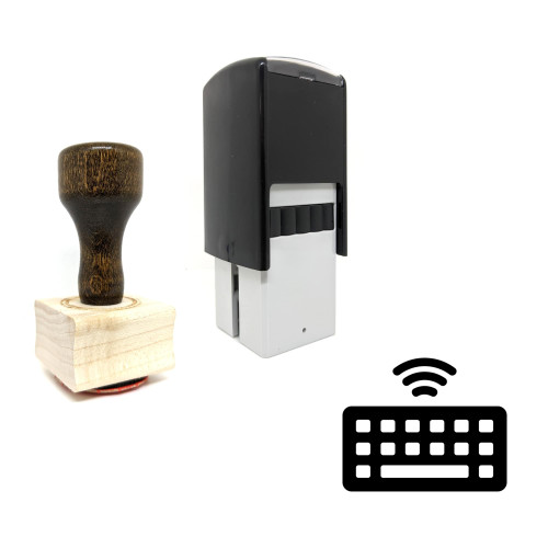 "Wireless Keyboard" rubber stamp with 3 sample imprints of the image