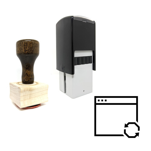 "Website Sync" rubber stamp with 3 sample imprints of the image