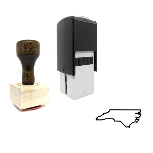 "North Carolina" rubber stamp with 3 sample imprints of the image