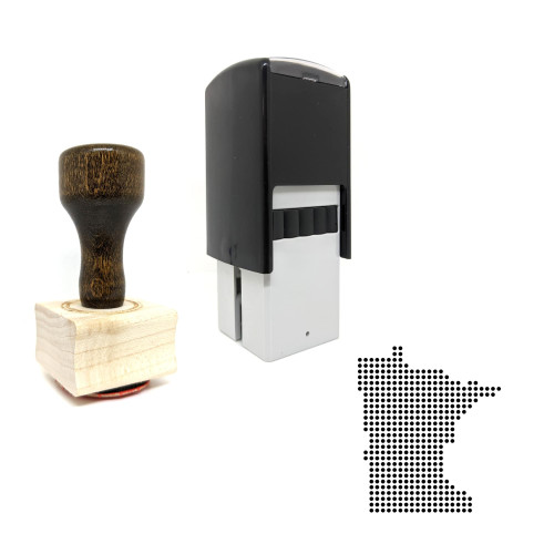 "Minnesota" rubber stamp with 3 sample imprints of the image