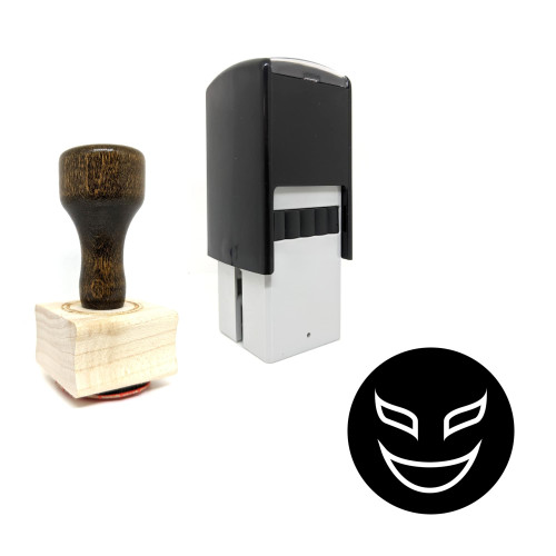 "Mask" rubber stamp with 3 sample imprints of the image